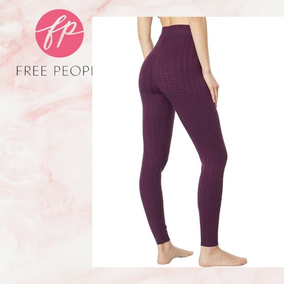 Free People Morning Light Royal Purple Loungewear Exercise Yoga Leggings NEW SET - Picture 5 of 5